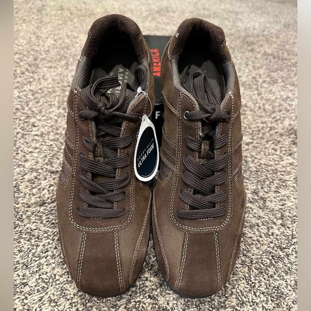 NWT Men’s PERRY ELLIS AMERICA BLAKE Brown Suede & Canvas Sneakers Shoes Size 11